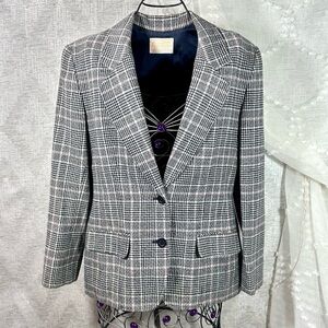 Vintage Pendleton pink plaid double button virgin wool blazer